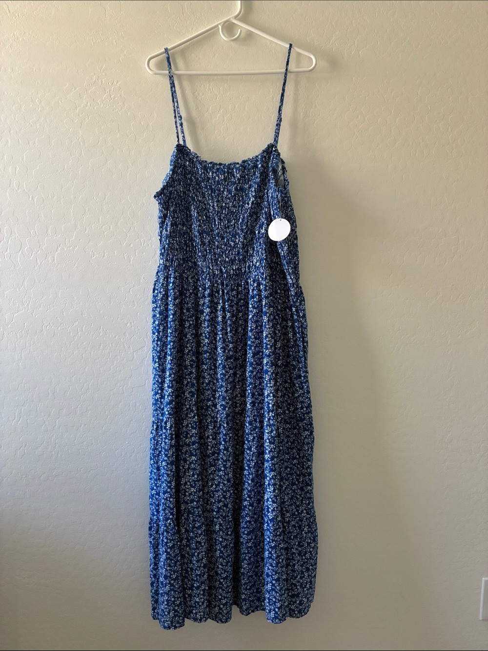 dip Blue Floral Smocked Maxi Dress
